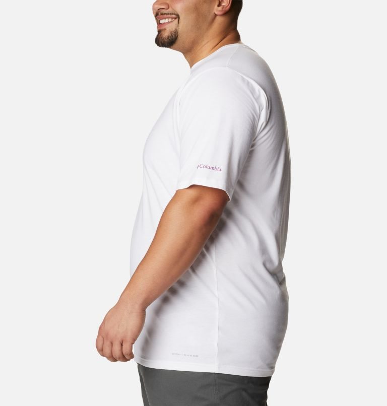 Men's Columbia Sun Trek Short Sleeve Graphic T Shirts White | Plus Size CA-XL316